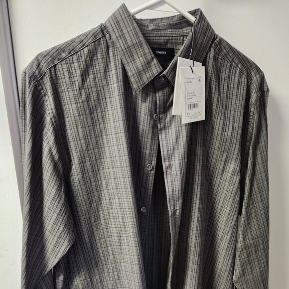 Theory Irving Olive Multi Arch Flanella long-sleeve button down (NWT) - Picture 1 of 4